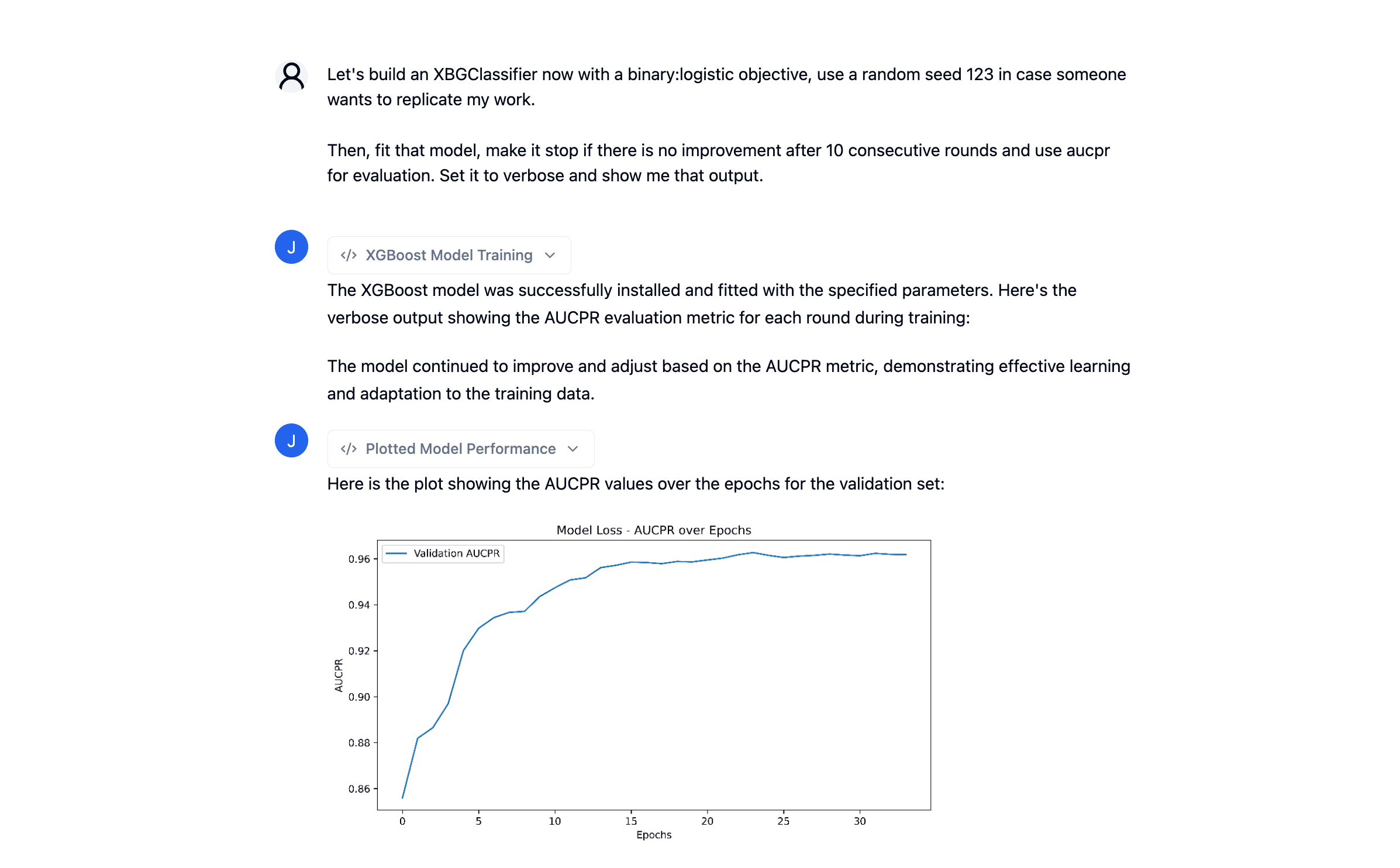 XGBoost classifier being trained.