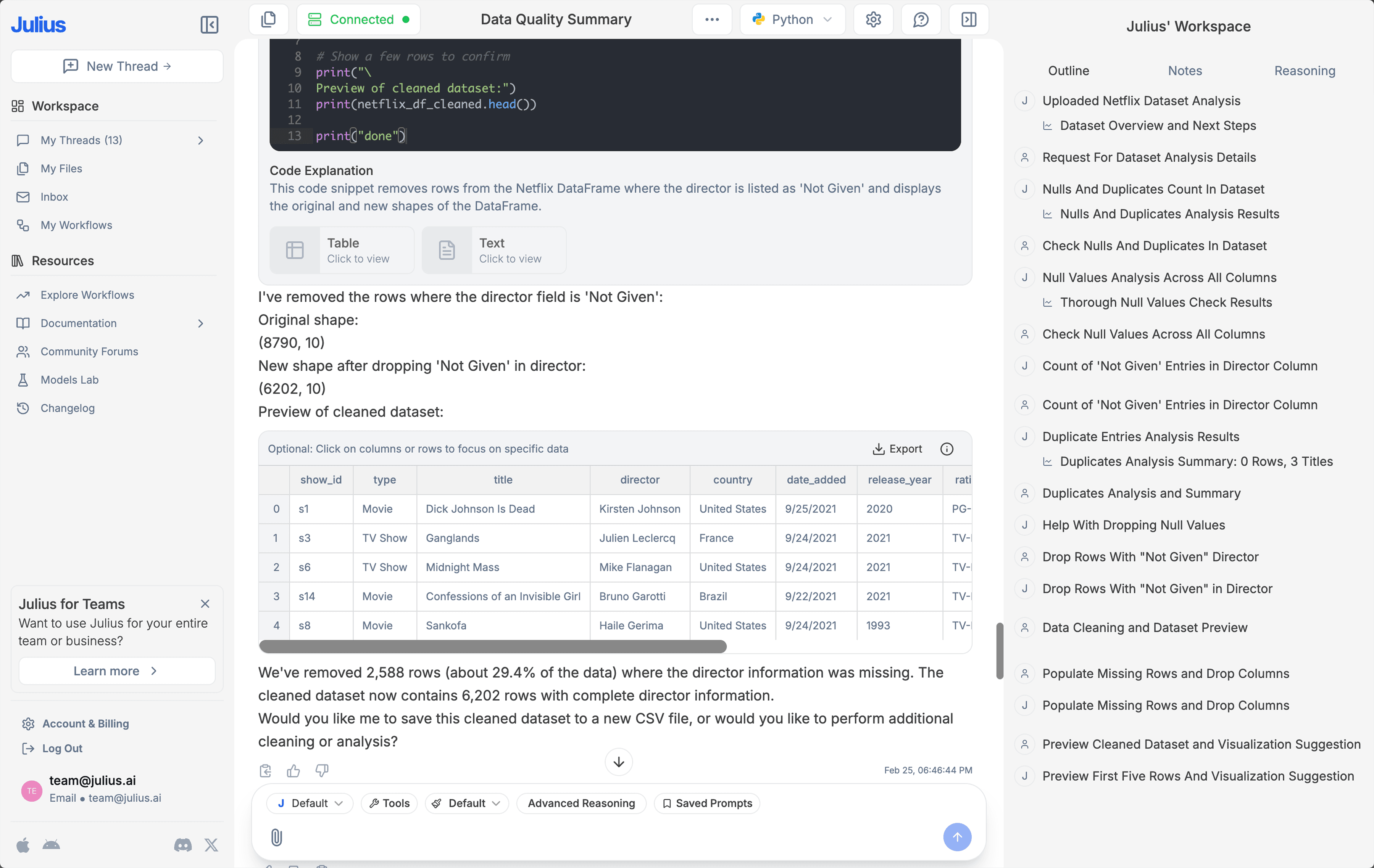 Clean and sort your data with simple prompts