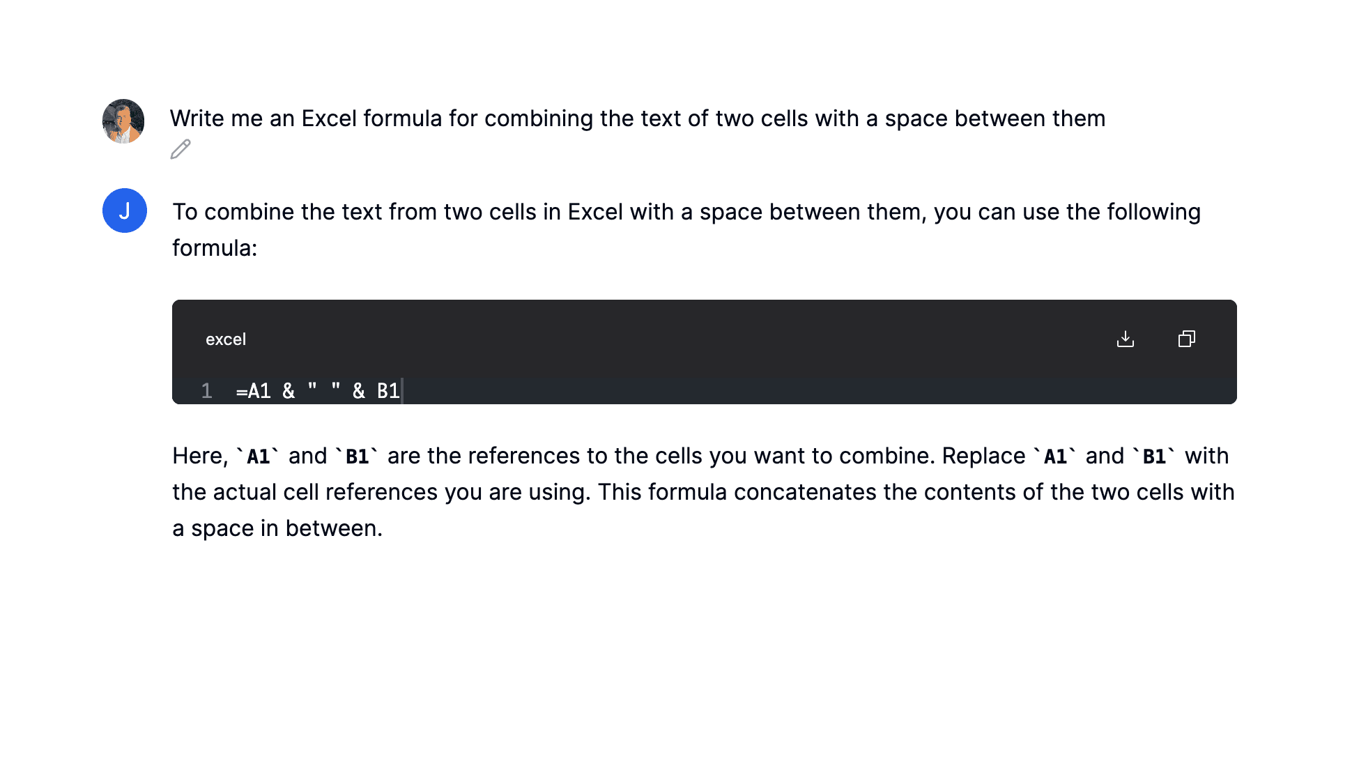 AI-generated spreadsheet formula.