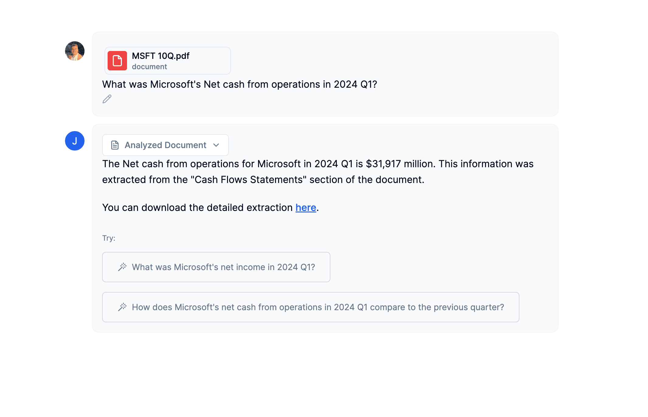 AI tool summarizing an SEC filing.