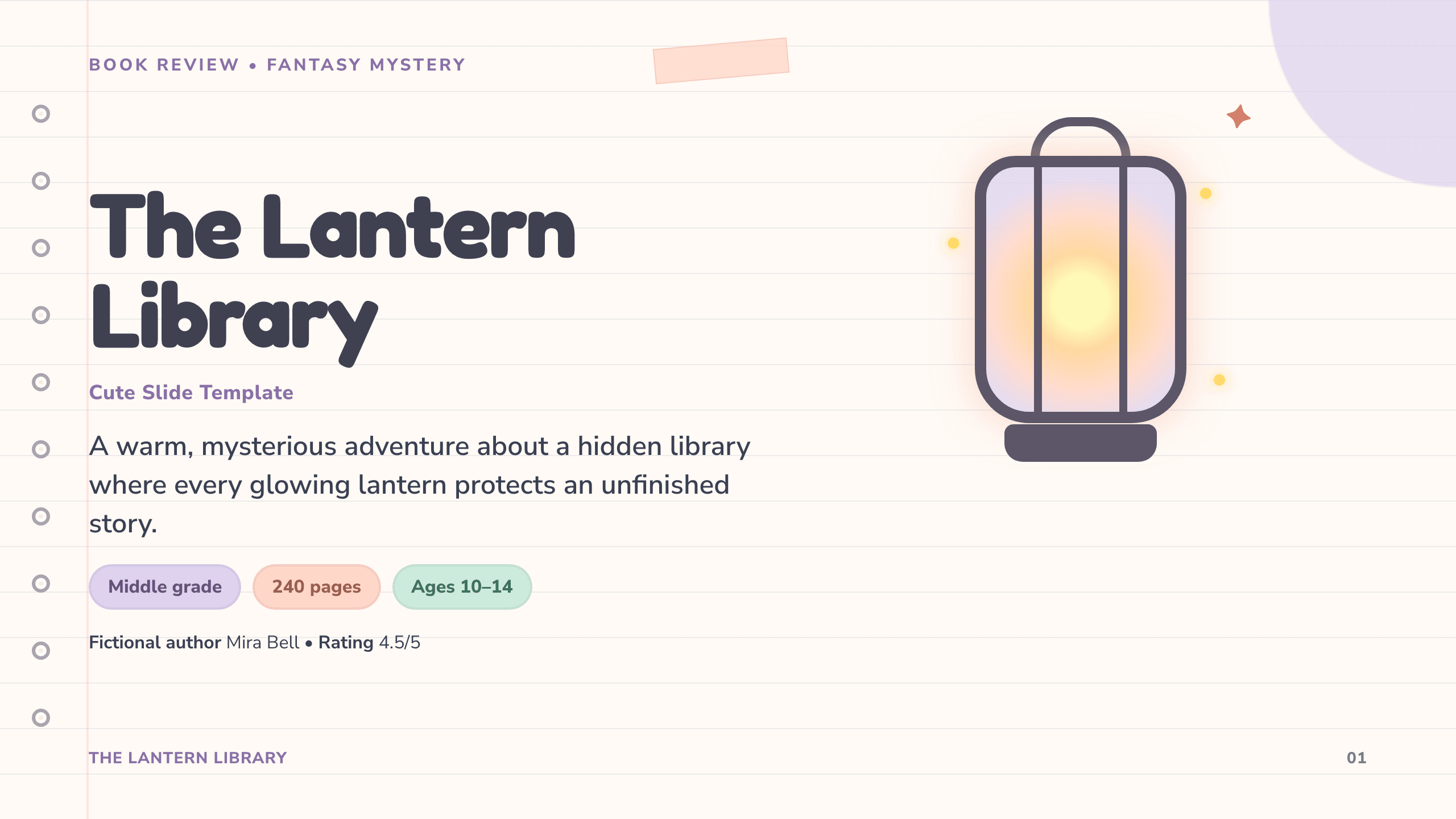 The Lantern Library book review example deck made in Julius